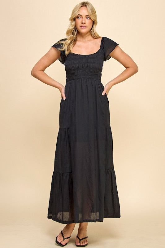 Elegant Smocked Tiered Dress for Women - Flowy Summer Maxi Dress with Ruffles - Perfect for Beach, Wedding & Vacation