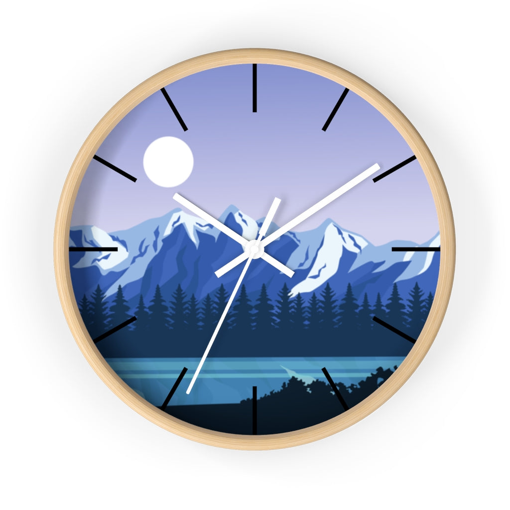 Blue Mountain Wall Clock - Large Silent Non-Ticking Modern Decor for Living Room, Bedroom & Office - Perfect for Home, Office & Gifts