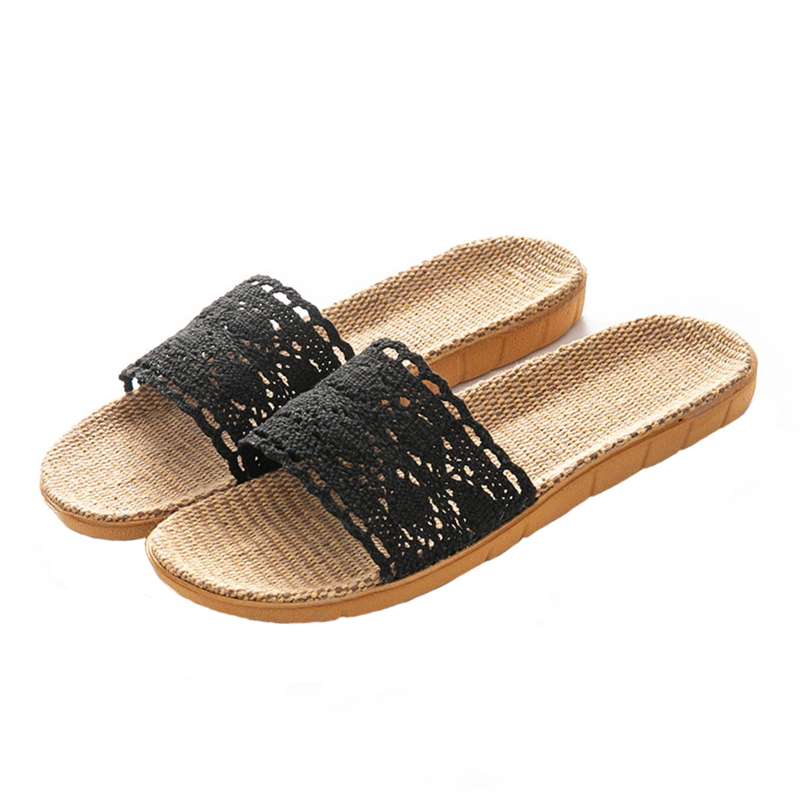 Anddyam Unisex Open-Toe Breathable Flax House Slippers for Men & Women - Comfortable Indoor/Outdoor Home Slides for Relaxation, Spa, and Backyard Use