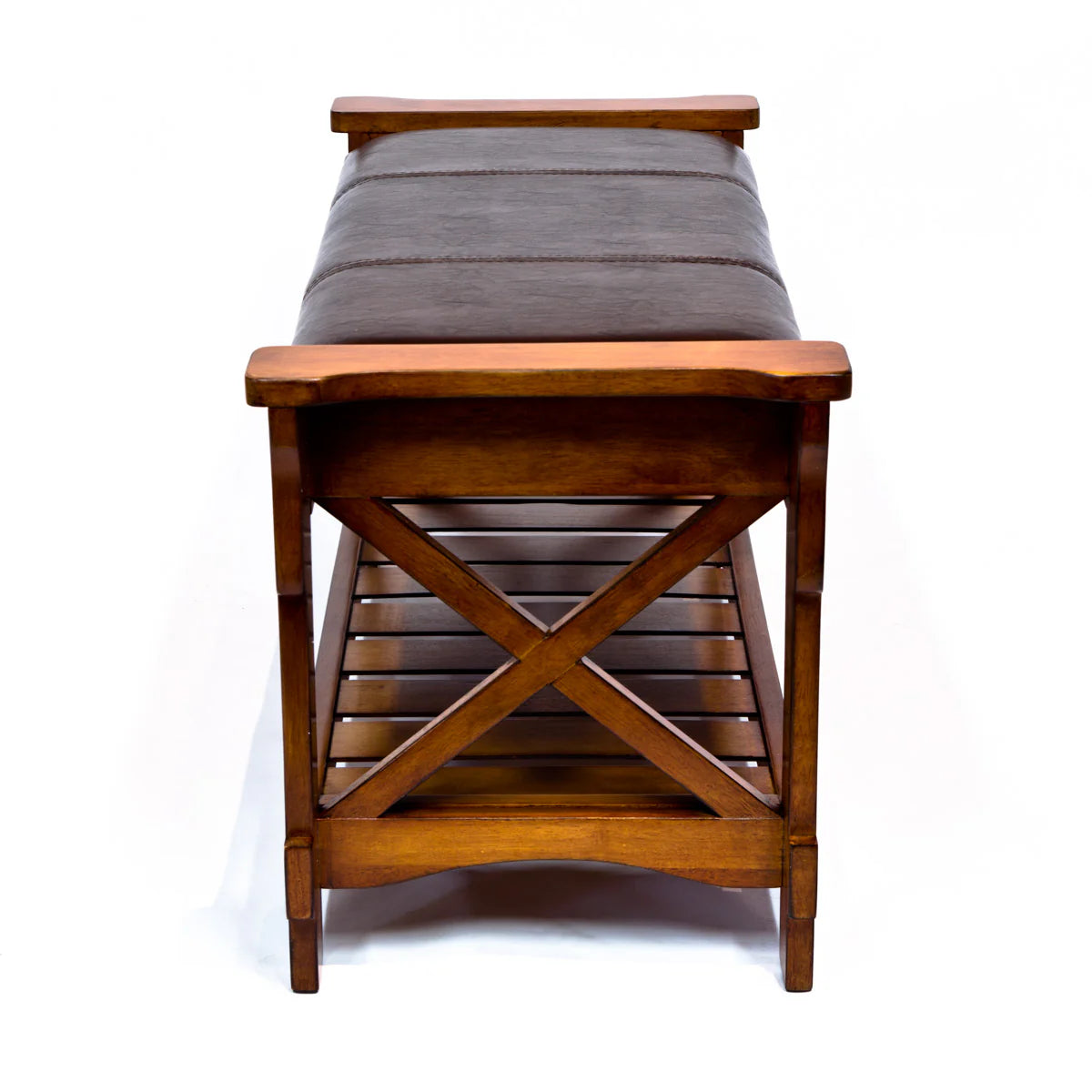 All Things Cedar Padded Entryway Bench with Cherry Finish - Perfect for Hallway, Mudroom & Bedroom Seating & Storage