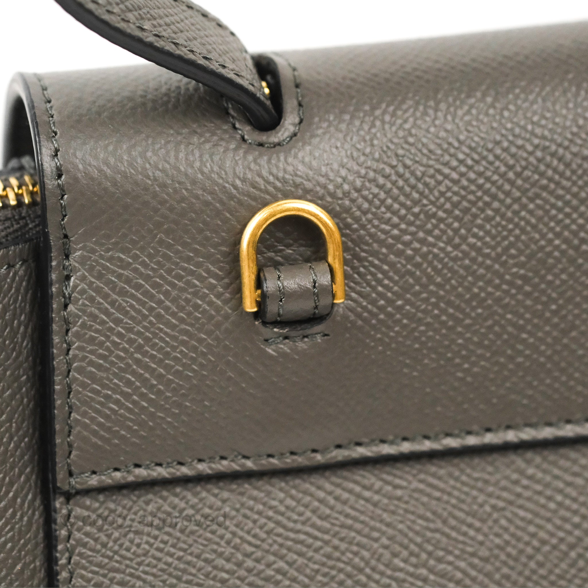 Celine Nano Belt Bag in Grey Grained Calfskin with Gold Hardware - Perfect for Everyday Use, Work & Travel