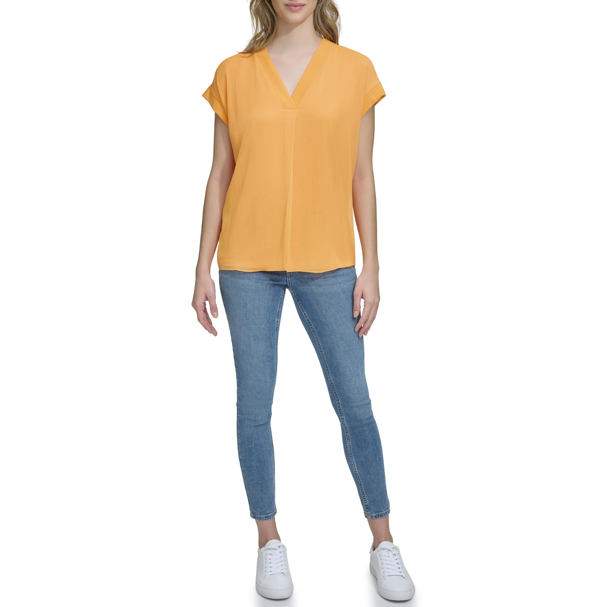 Calvin Klein Women's Sleeveless V-Neck Knit Top - Soft Stretchy Casual Summer Blouse for Work & Weekend Outfits