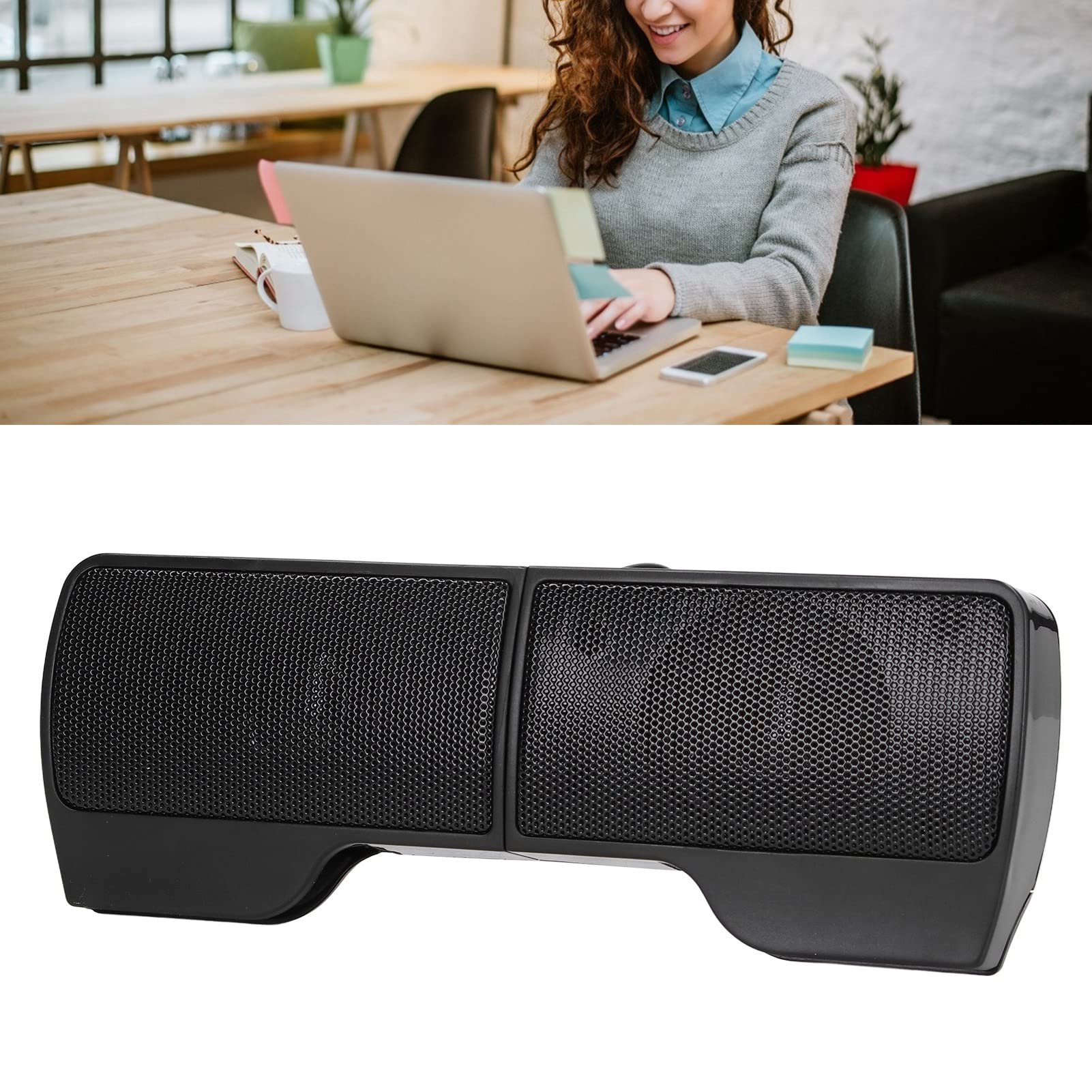 Flexman USB-Powered Wired Laptop Soundbar - Stereo Speakers with Screen Clip for PC, Monitor, Notebook, Tablet & TV | Perfect for Home Office, Gaming & Entertainment