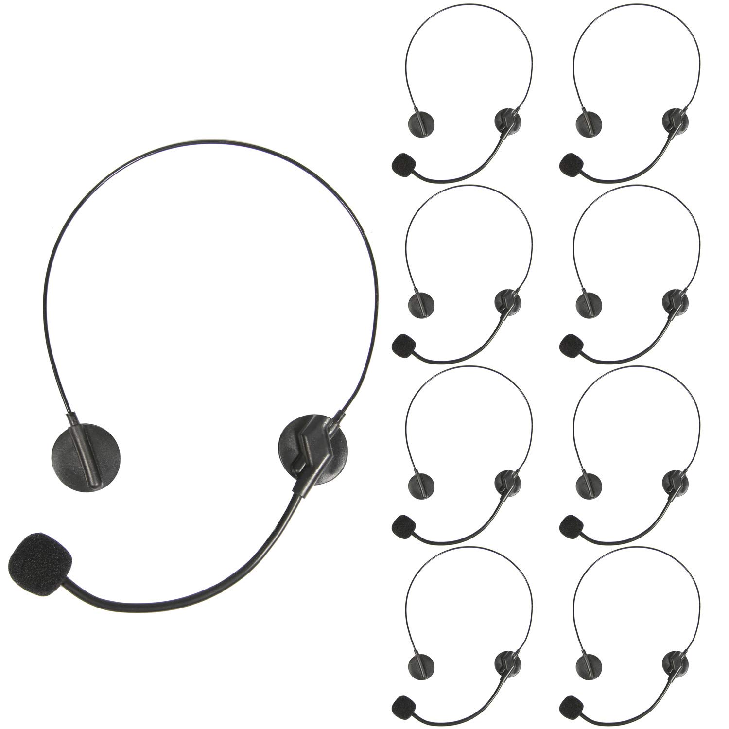 PROLOSO 9 Pack Kids Toy Microphone Headset with Microphone - Rockstar Pop Singer Costume Headband for Dress Up, Karaoke & Party Props (Black) - Perfect for Birthday Parties, Halloween Costumes & Stage Performances