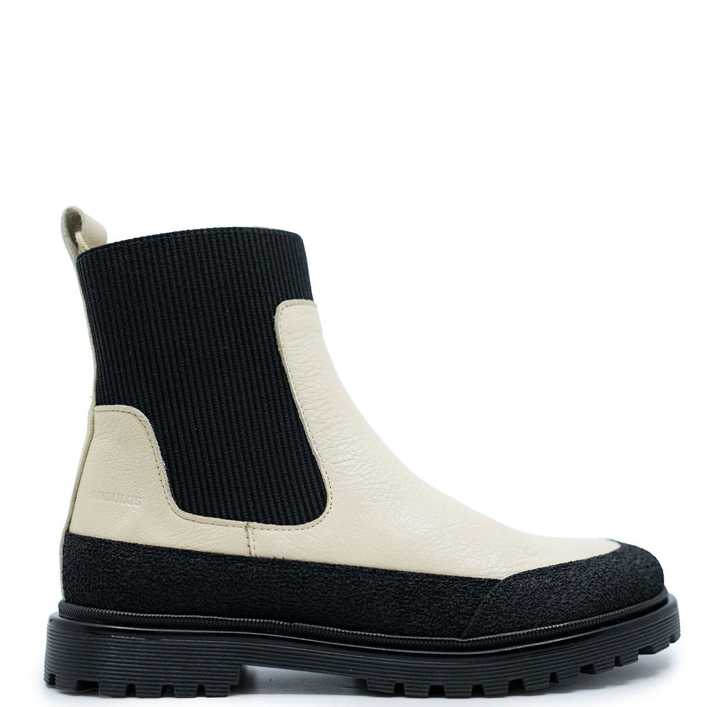 Angulus Cream and Black Combat Boots for Women - Stylish Military Ankle Boots with Chunky Heel | Perfect for Casual Outfits, Streetwear, and Fall Fashion