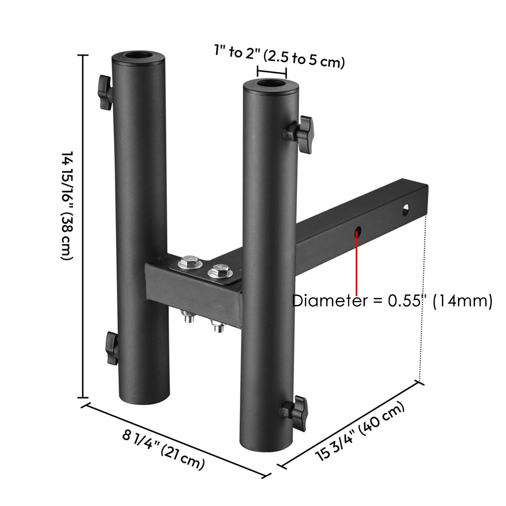 TheLAShop 2 Receiver Hitch Dual Flag Pole Holder - Heavy Duty 1 to 2 Pole Mount for Trucks & SUVs - Perfect for American Flags, Sports Flags & Tailgating Events