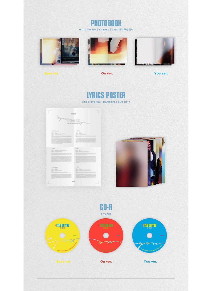 GOT7 [EYES ON YOU] 8th Mini Album Set - 3 Versions with 3CDs, Lyrics Posters, Photo Books & Photo Cards | K-POP Collectors Edition | Perfect for K-POP Fans, Gift Giving & Music Collections