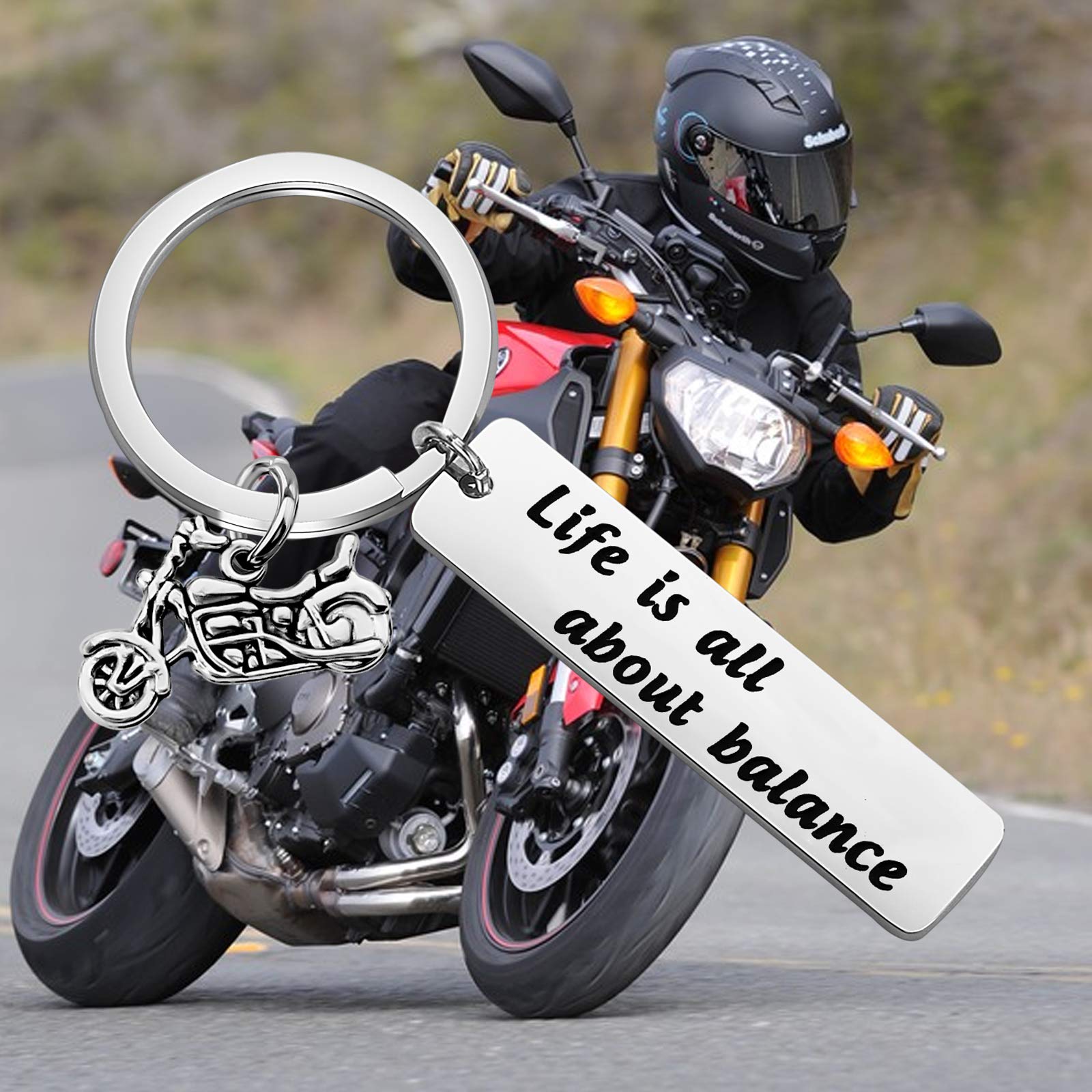 CHOORO Ride Safe Keychain - Motorcycle Lover Gift for Bikers - Life Is All About Balance - Durable Motorbike Keyring for Harley & Cruiser Riders - Perfect for Road Trips & Bike Meetups