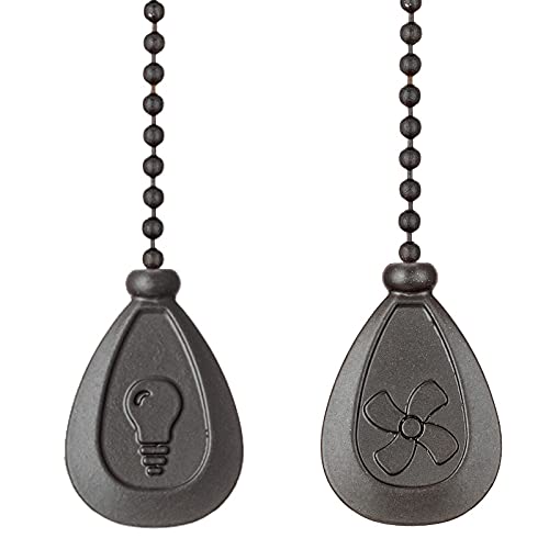 13.6 Inch Black Ceiling Fan Pull Chain Set with Drop-Shape Pendant & Ball Chain Connector - Light/Fan Control Replacement - Perfect for Bedroom, Living Room, and Office Fan Repair