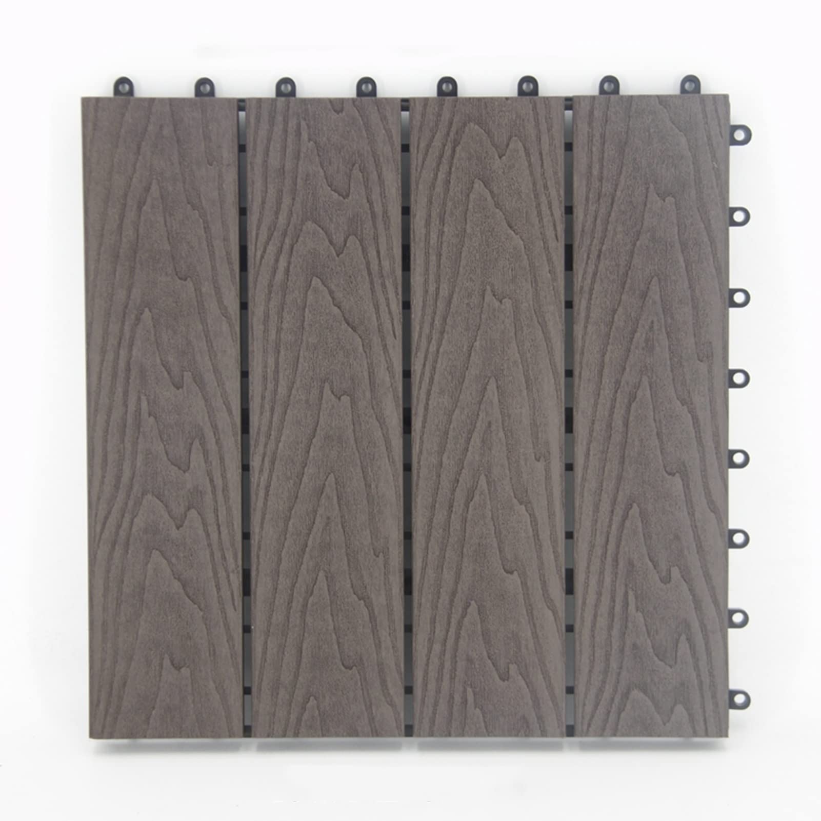 Non-Slip Interlocking Shower Bath Mat - Waterproof Wood Deck Tiles for Patio, Balcony & Bathroom - 12pc Dark Brown Hollow Base Drain Flooring with Quick-Dry Design - Perfect for Wet Areas, Poolside & Outdoor Use