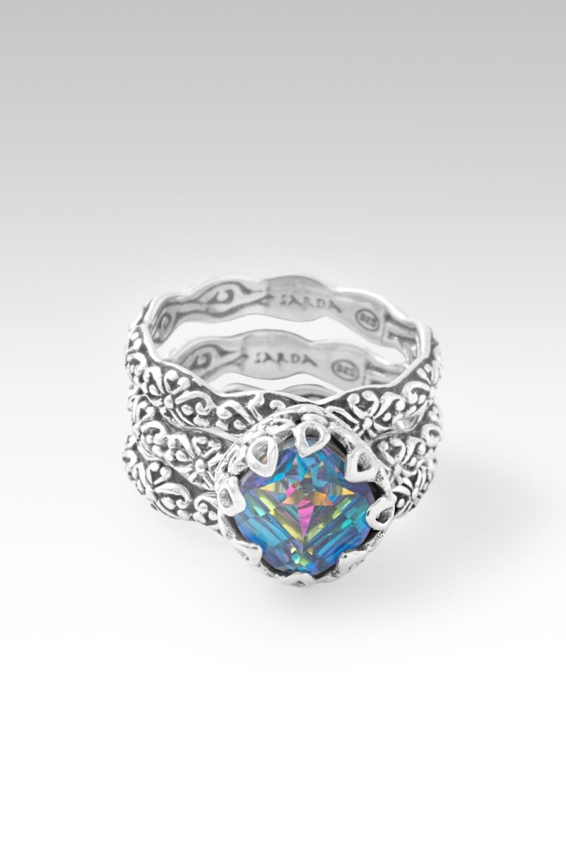 Heartfelt Devotion 3-Piece Ring Set in Genuine Picasso Mystic Quartz - Perfect for Anniversaries, Valentine's Day & Romantic Gifts