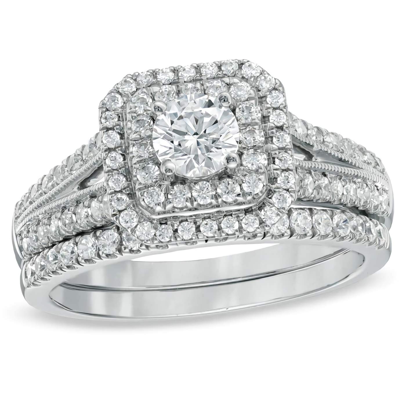 Moissanite Bridal Set - 10K 14K 18K Gold & Platinum Plated Silver Engagement Rings for Women - 4 Elegant Styles - Perfect for Proposals, Weddings & Anniversary Gifts