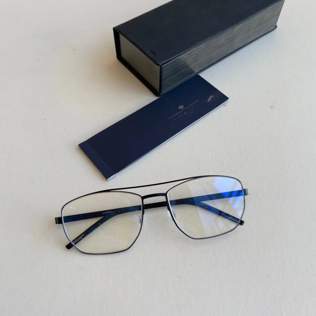 Aimee 9618 Unisex Full Rim Square Double Bridge Titanium Eyeglasses - Lightweight Durable Frames for Work, Reading & Fashion | Men & Women's Stylish Eyewear
