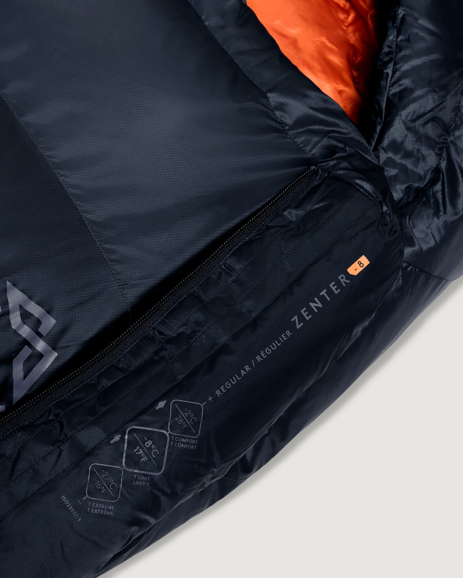 Zenter 8°C Down Sleeping Bag - Lightweight & Warm for Camping, Hiking & Backpacking - Dark Moss/Black Stingray Color - Perfect for Cold Weather Adventures