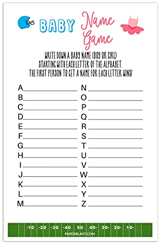 Tutus or Touchdowns Baby Shower Game - Fun Baby Name Guessing Game for Gender Reveal Parties & Coed Showers - Perfect for Virtual or In-Person Celebrations