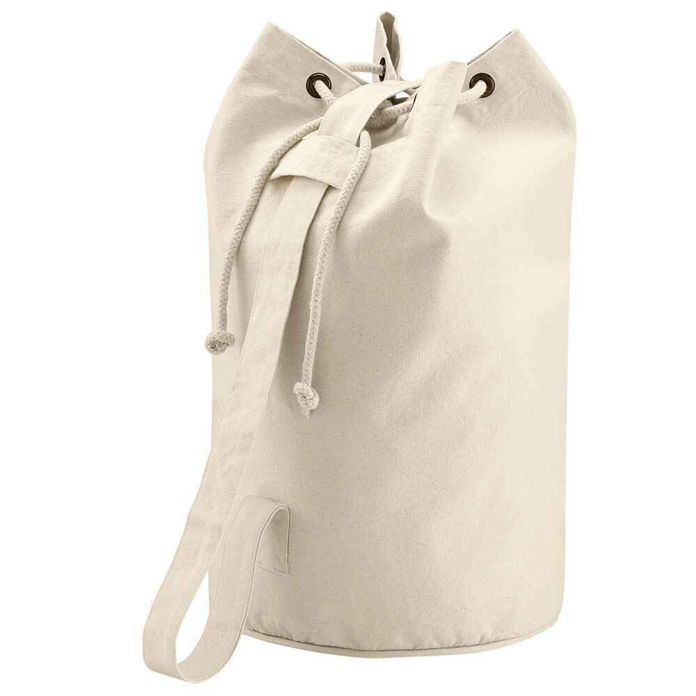 Unisex Canvas Duffle Bag with Rope Drawcord Closure & Adjustable Shoulder Strap - Lightweight Travel Duffel for Gym, Weekend Trips & Outdoor Adventures (Natural, One Size)