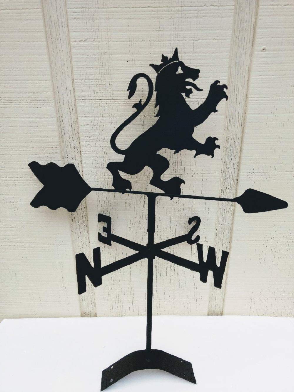 Black Wrought Iron Rampant Lion Roof Mount Weathervane - Vintage Garden Decor for Home, Farmhouse & Outdoor Patio