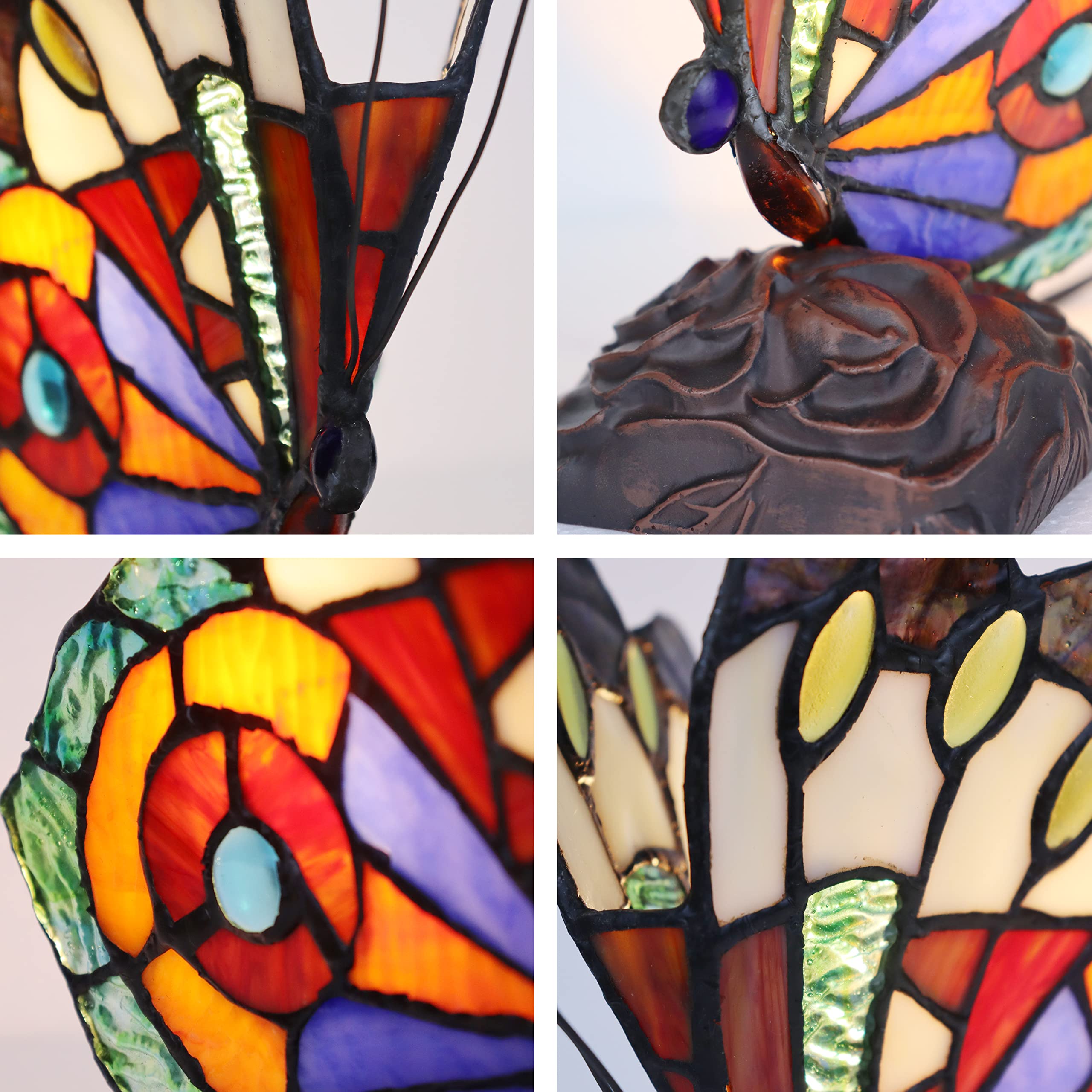 Tiffany-Style 1 Light Butterfly Accent Table Lamp 9
