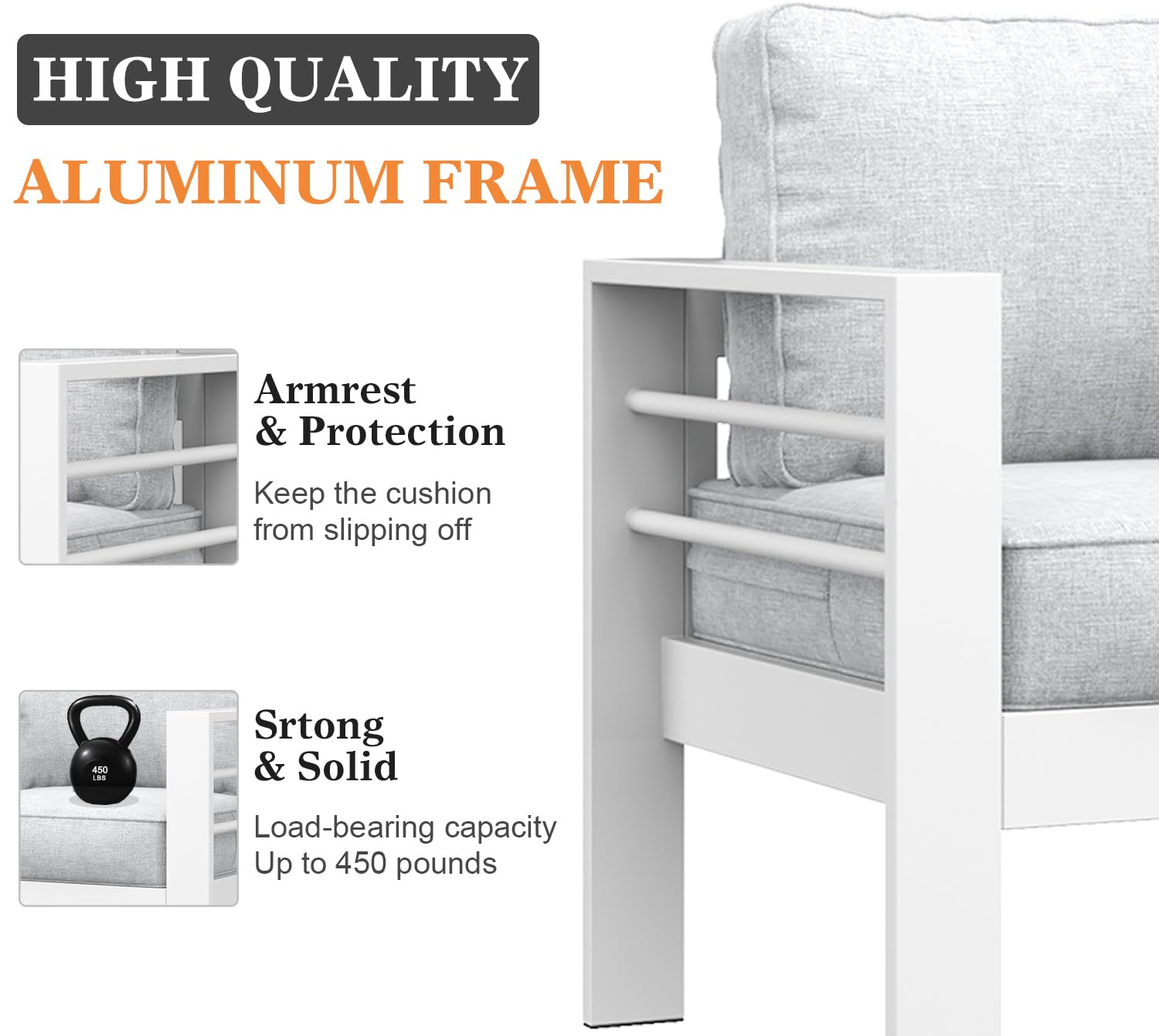 4-Piece Modern Aluminum Patio Furniture Set with Fire Pit Table - Outdoor Metal Sectional Sofa Conversation Set for Backyard, Garden, and Poolside Relaxation