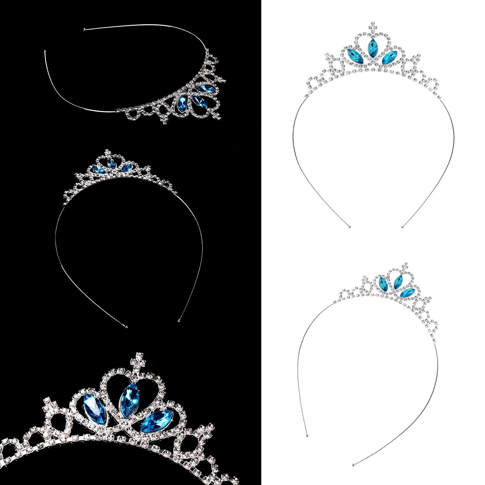 Molain 2-Piece Princess Crown Tiara Set - Sparkling Rhinestone & Pearl Hair Hoop Headband for Girls & Women | Perfect for Weddings, Proms, Parties & Special Occasions (Style B)