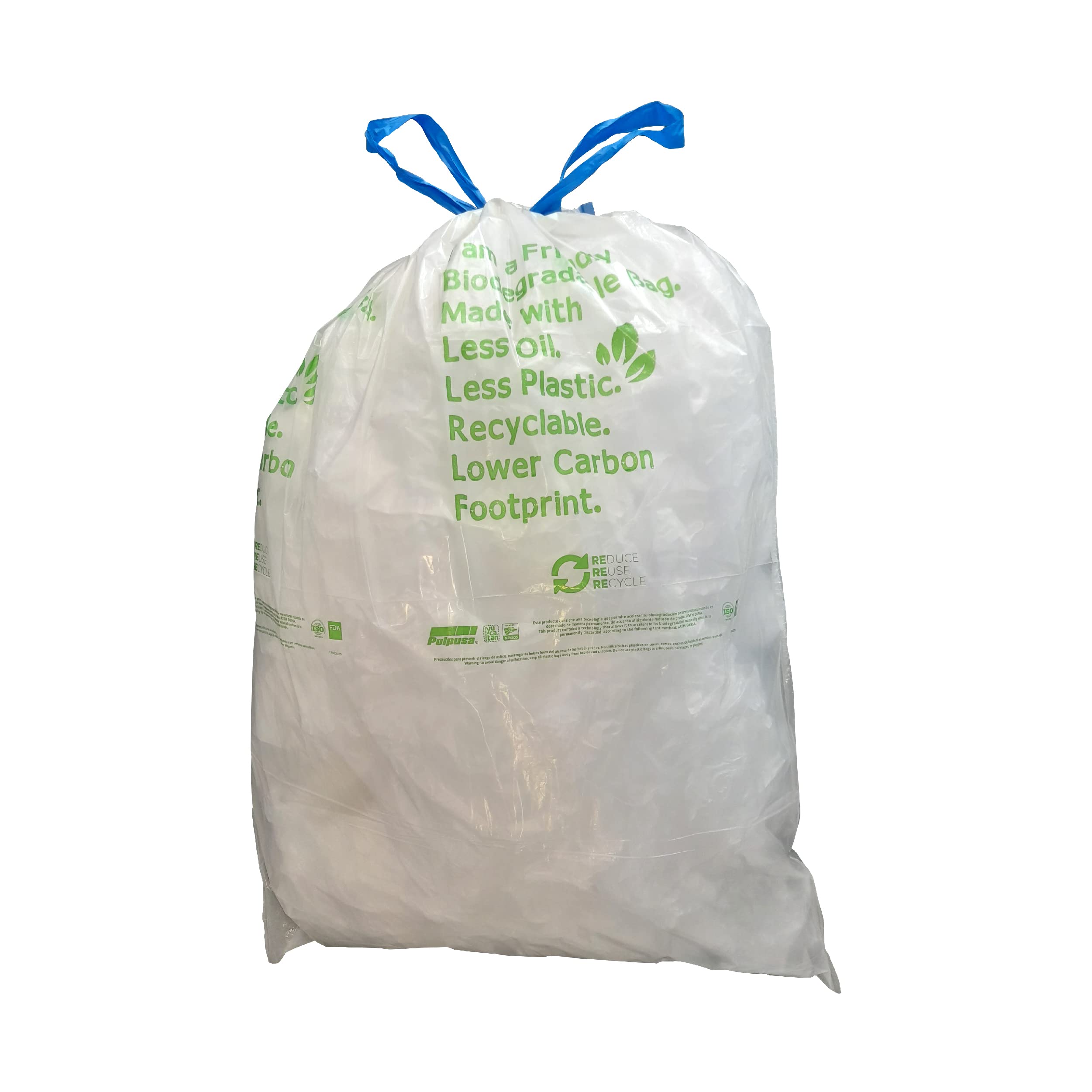 Biodegradable Trash Bags with Drawstring - 13 Gallon, 24.4x33.46 Inches - 20 Rolls (240 Bags Total) - Heavy Duty Kitchen & Office Garbage Bags for Home, Business & Outdoor Use