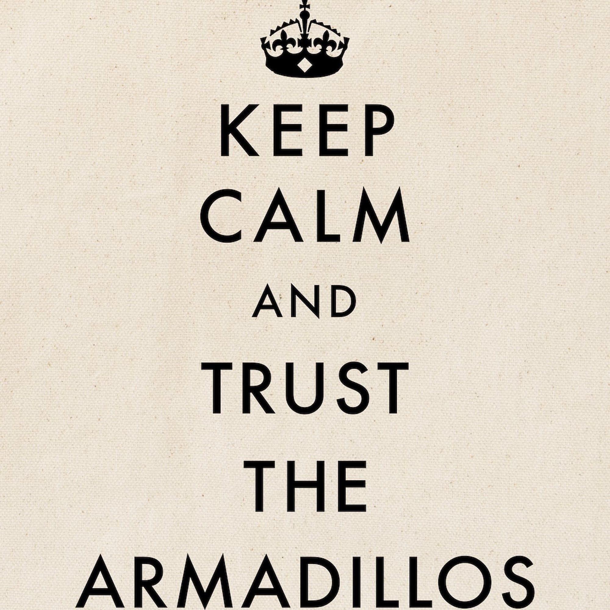 Keep Calm And Trust The Armadillos Natural Canvas Tote Bag - Eco-Friendly Reusable Grocery Shopping Bag for Women & Men - Perfect for Groceries, Beach, Work & Daily Use