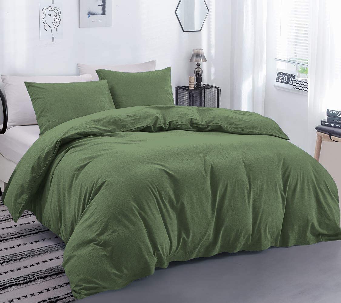 100% Organic Cotton 3-Piece Queen Duvet Cover Set with Zipper Closure - Sage Green Comforter Cover 90x90 Inches - Soft Bedding for Cozy Bedrooms & Guest Rooms