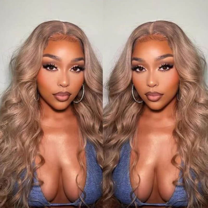 Eullair Rose Milk Tea Colored Body Wave Lace Frontal Wig - Light Flaxen Brown Straight Human Hair Wigs for Black Women | TikTok Hair Inspiration, Perfect for Cosplay, Daily Wear & Special Occasions