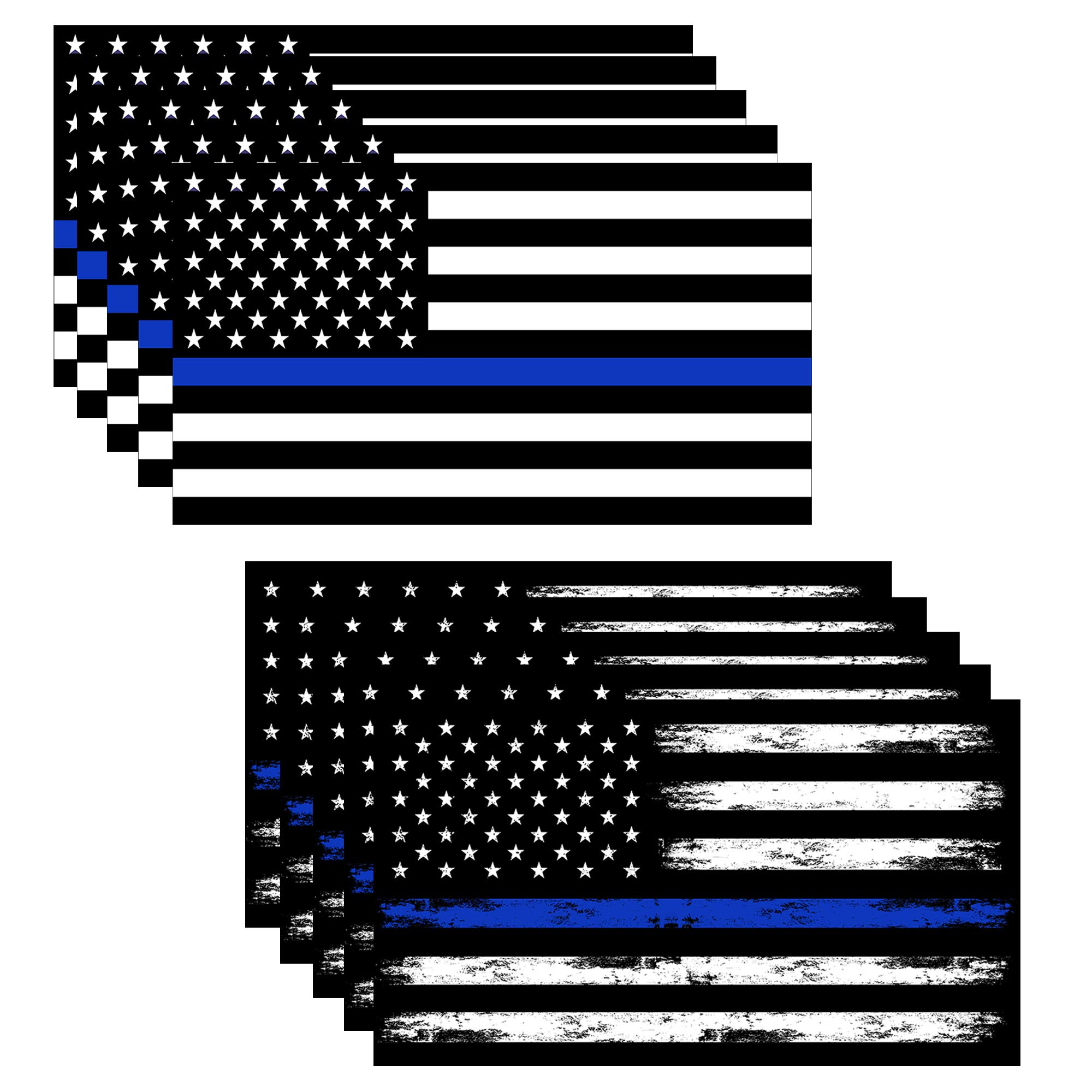 GRITKULTURE Thin Blue Line US Flag Decal Stickers - Pack of 10 (5.1