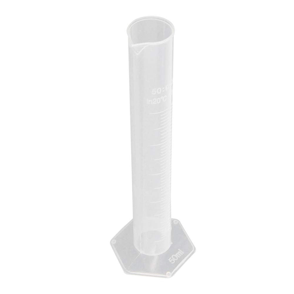 Othmro 50ml Plastic Graduated Measuring Cylinder with Hex Base & Pour Spout - Lab Test Tube Beakers for Science Experiments, Home & School Chemistry Use