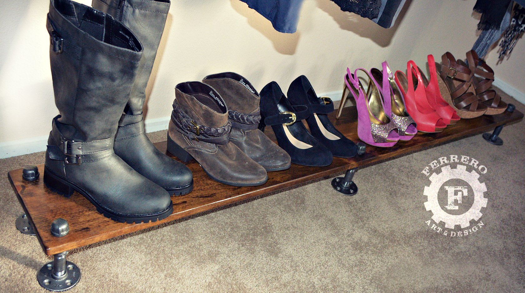 Industrial Pipe Shoe Rack - 64