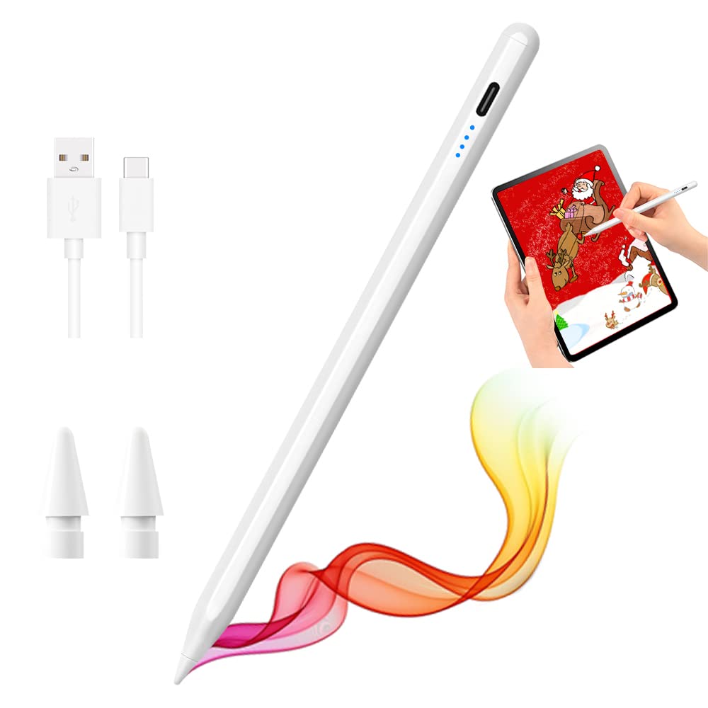 Apple iPad Stylus Pen with Palm Rejection & Tilt Sensitivity - Fast Charging in 35 Mins - Compatible with iPad Pro 11/12.9 (2018-2024), iPad 6-10, Air 3/4/5, Mini 5/6 - Perfect for Drawing, Note-Taking & Digital Art