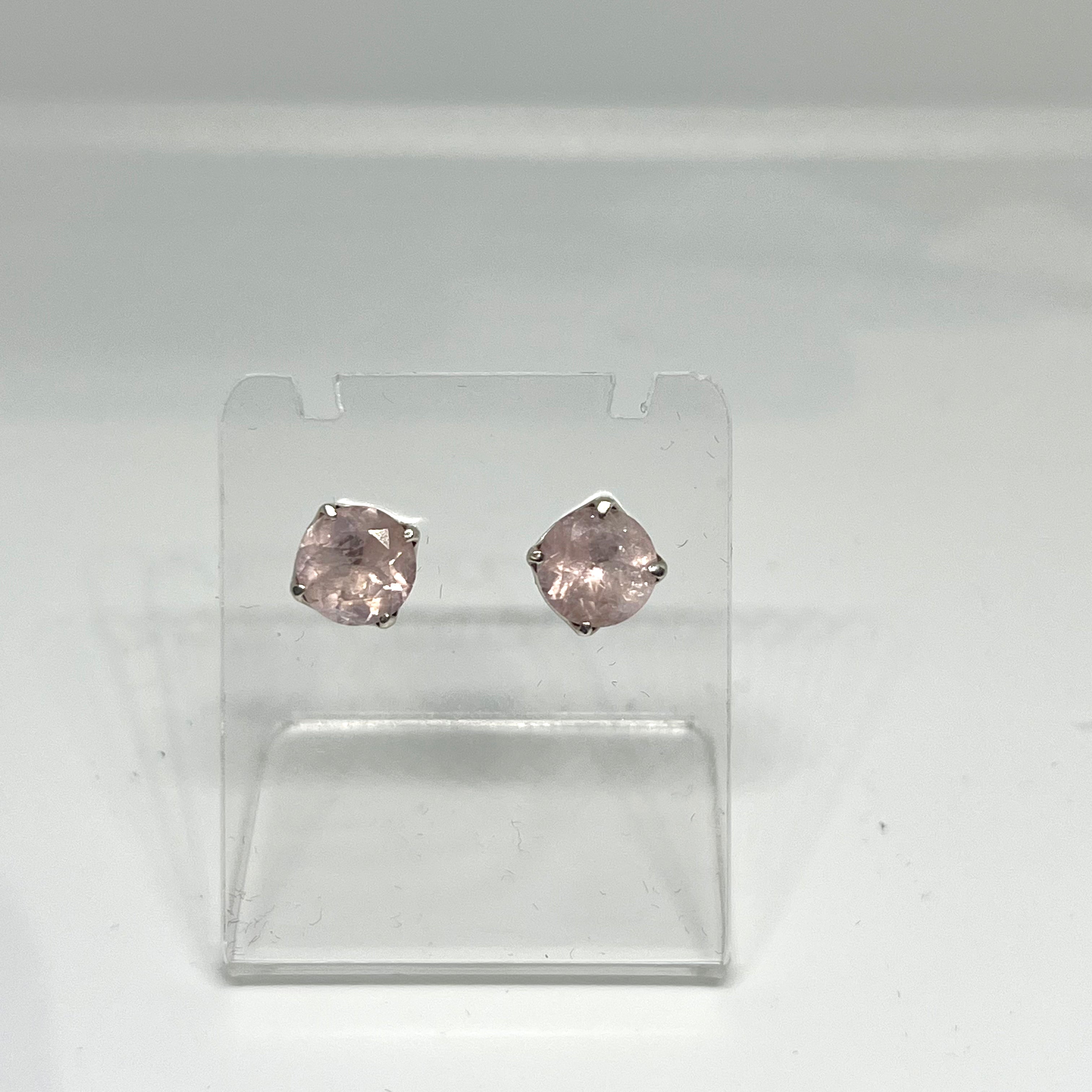 Morganite Round Faceted Gemstone 4-Prong Stud Earrings for Women - PSE012 | Elegant Jewelry for Weddings, Parties & Everyday Wear