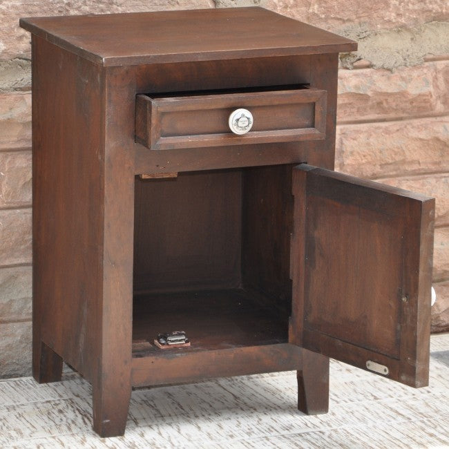 Hand Carved Solid Wood French Style Nightstand - Rustic Brown Bedside Table for Bedroom Decor | Perfect for Master Bedroom, Guest Room & Apartment