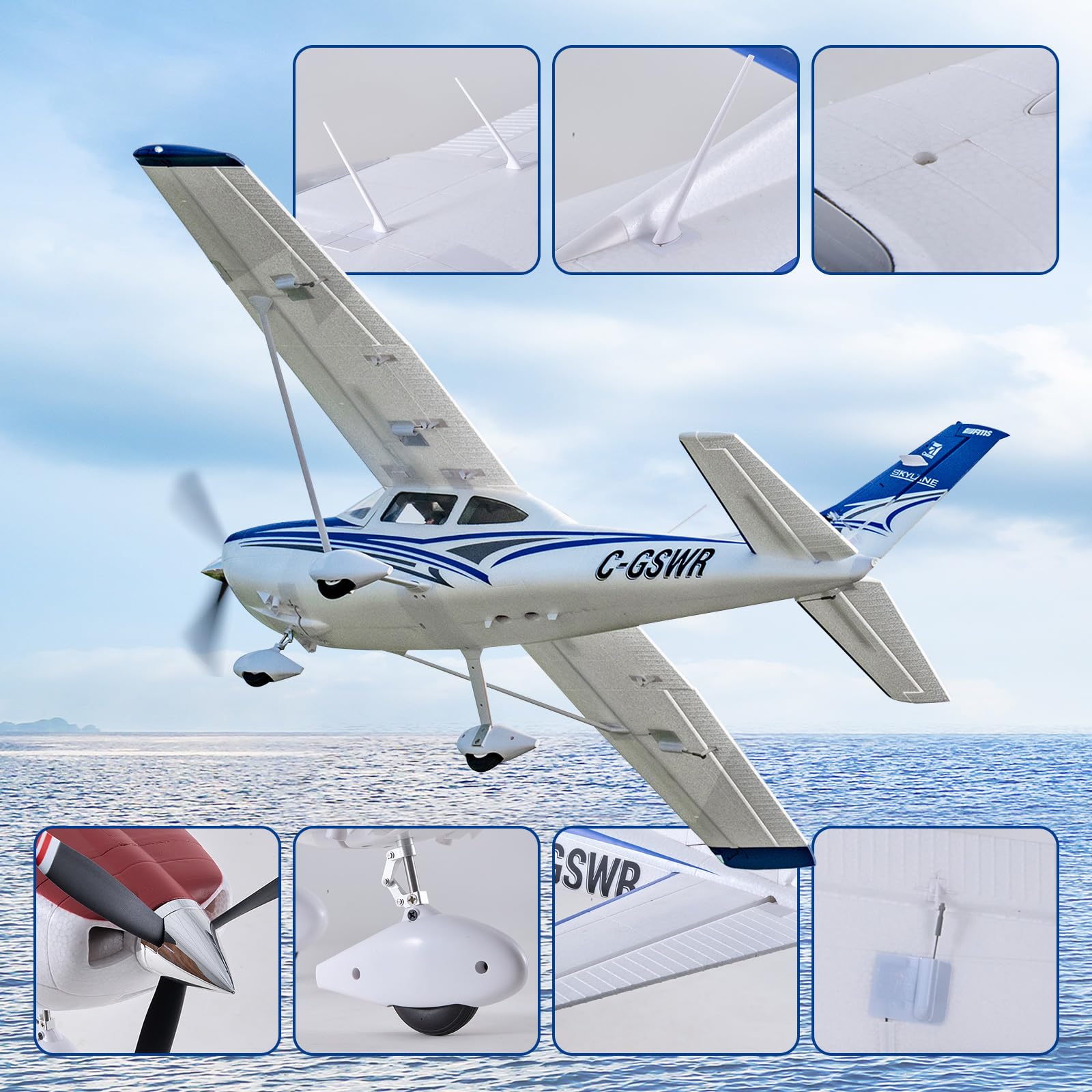 **FMS 1500MM Cessna 182 Blue RC Airplane - 6 Channel Remote Control Plane for Beginners & Adults, Single-Engine Propeller, PNP (No Radio/Battery/Charger) - Perfect for Hobby Flying, Training & Outdoor Fun**