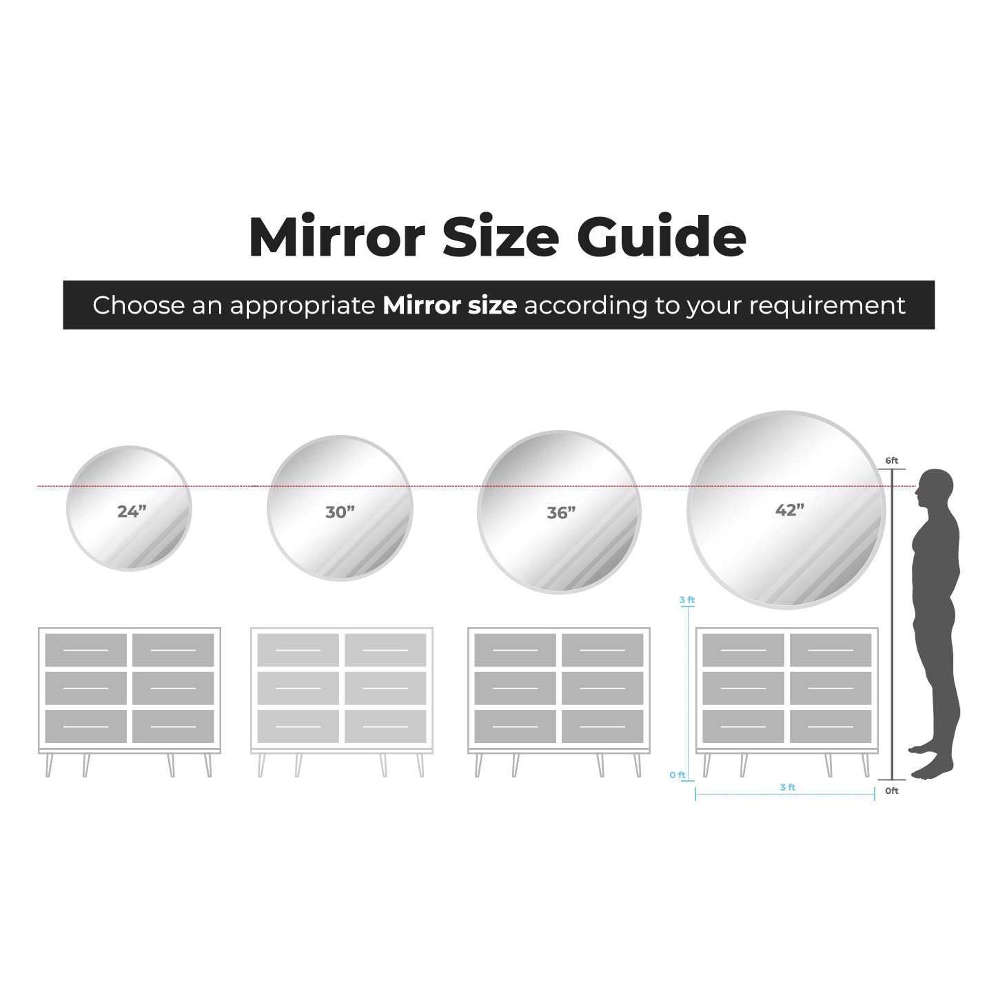 Round Wall Mirror with 1
