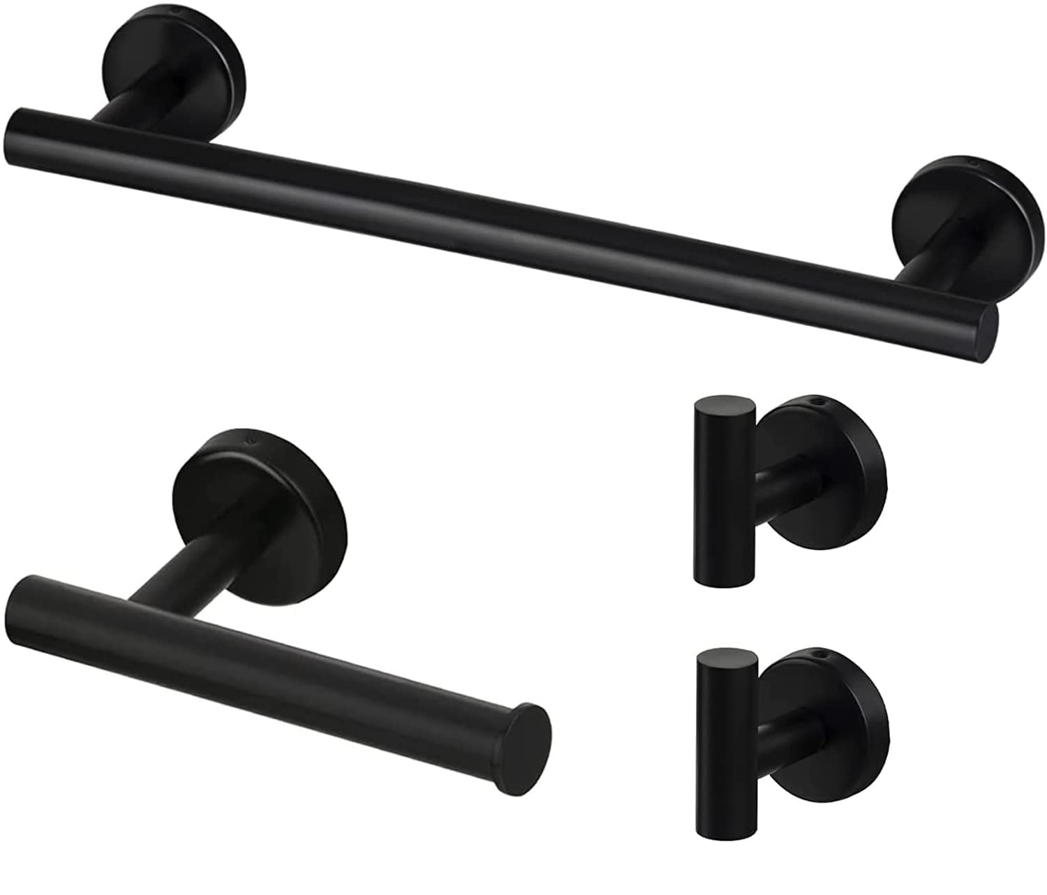 4-Piece Matte Black Bathroom Hardware Set - 16