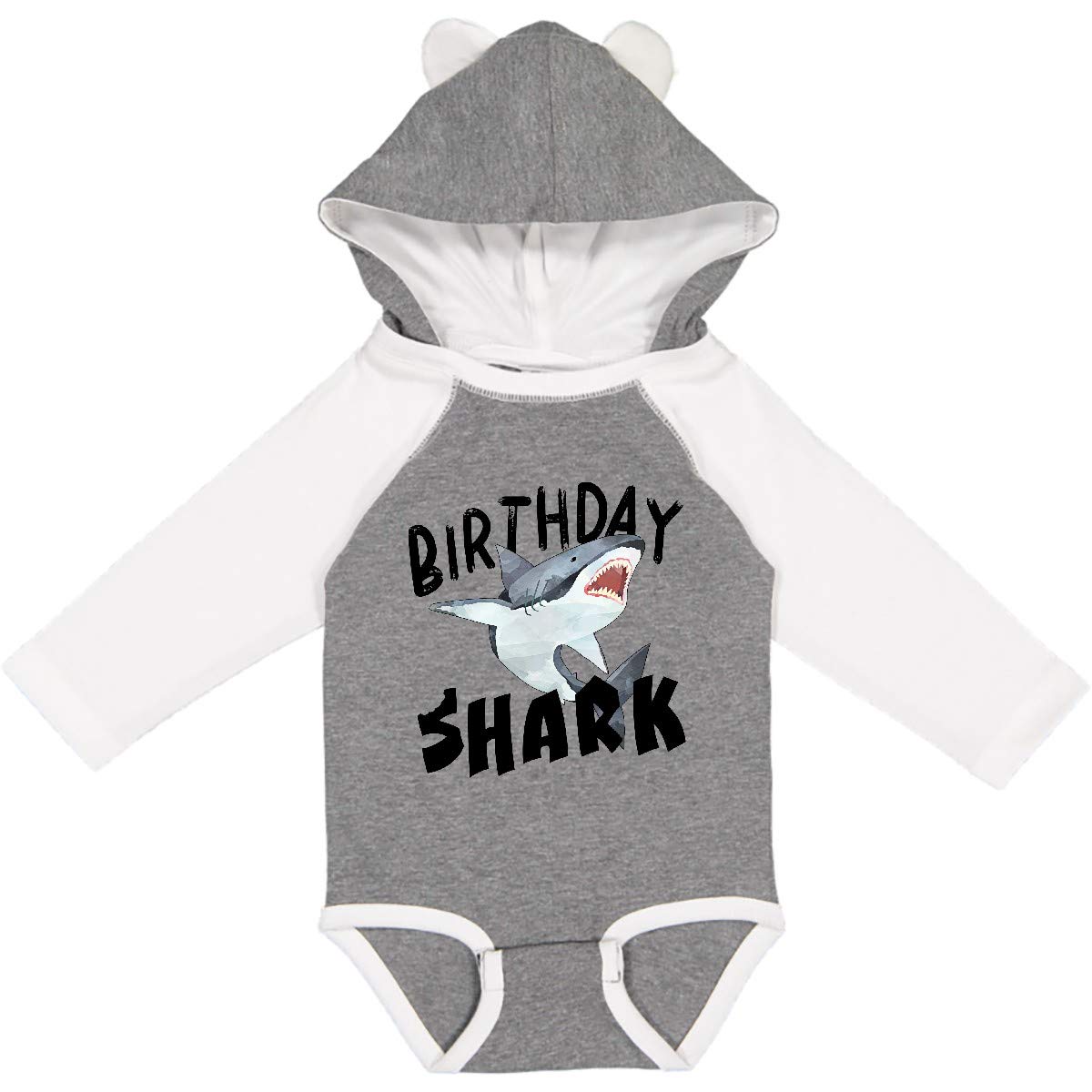 Inktastic Birthday Shark Long Sleeve Baby Bodysuit - Cute Outfit for Boys & Girls Birthday Party, Photo Shoot, and Special Occasions