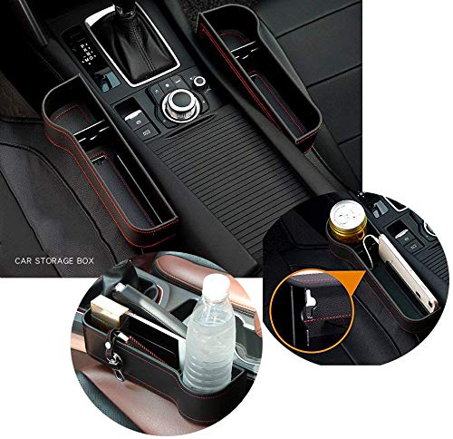 Premium Car Seat Gap Filler & Console Organizer - PU Leather Multi-Purpose Storage Box with Cup Holder | Holds Phones, Wallet, Keys & Coins | Perfect for Sedans, SUVs & Road Trips (1 Pack, Left Side)
