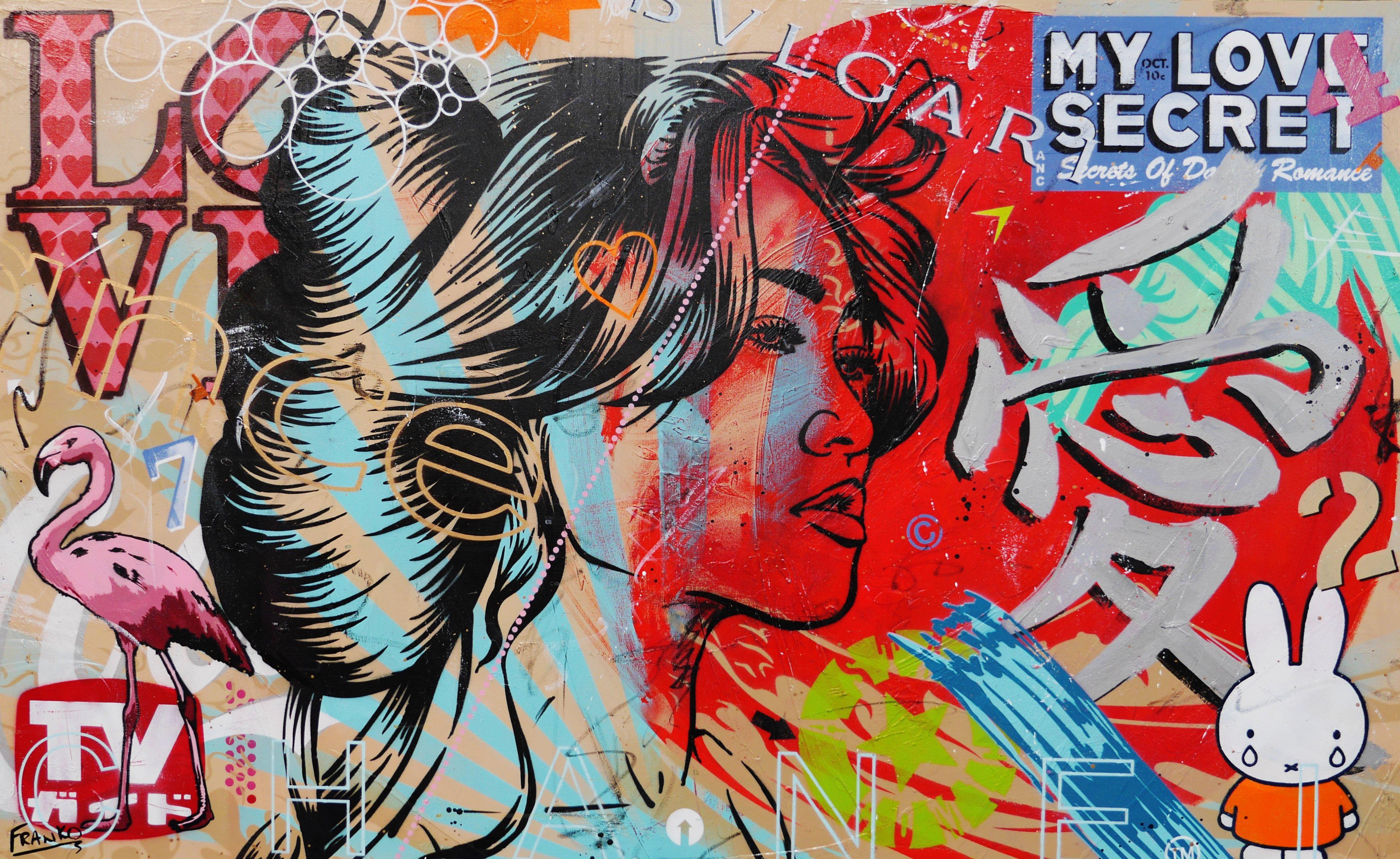 Destiny 160cm x 100cm Geisha Textured Urban Pop Art Canvas Painting - Modern Wall Decor for Living Room, Bedroom & Office