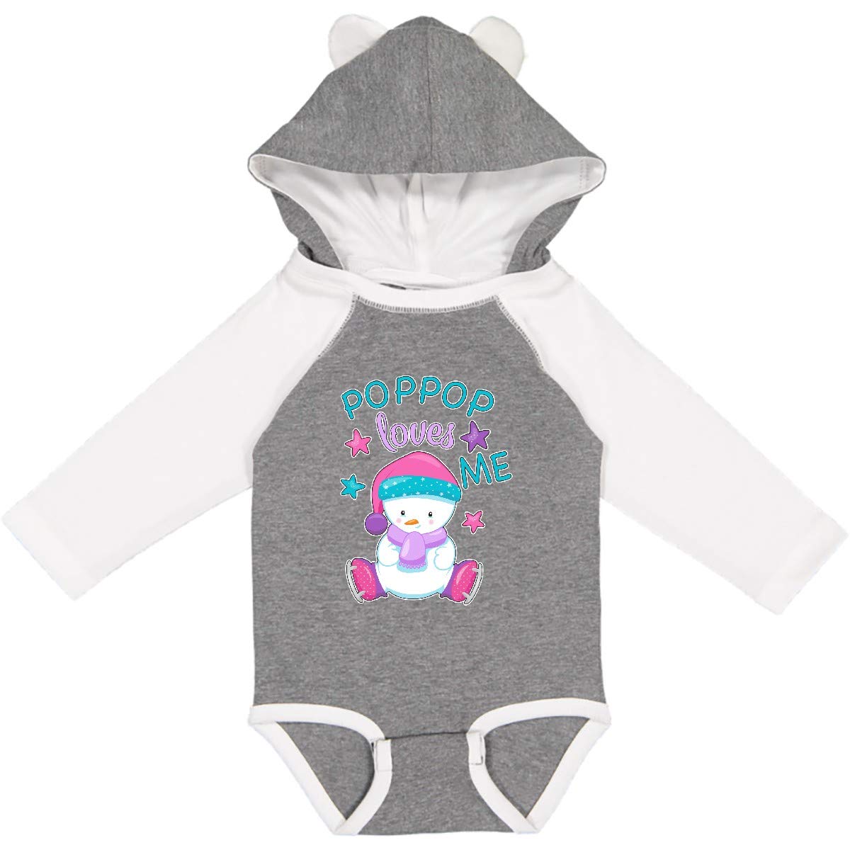 Inktastic My Pop Pop Loves Me - Adorable Snow Baby Long Sleeve Bodysuit for Infants | Perfect for Winter Holidays, Family Photos & Grandparent Gifts