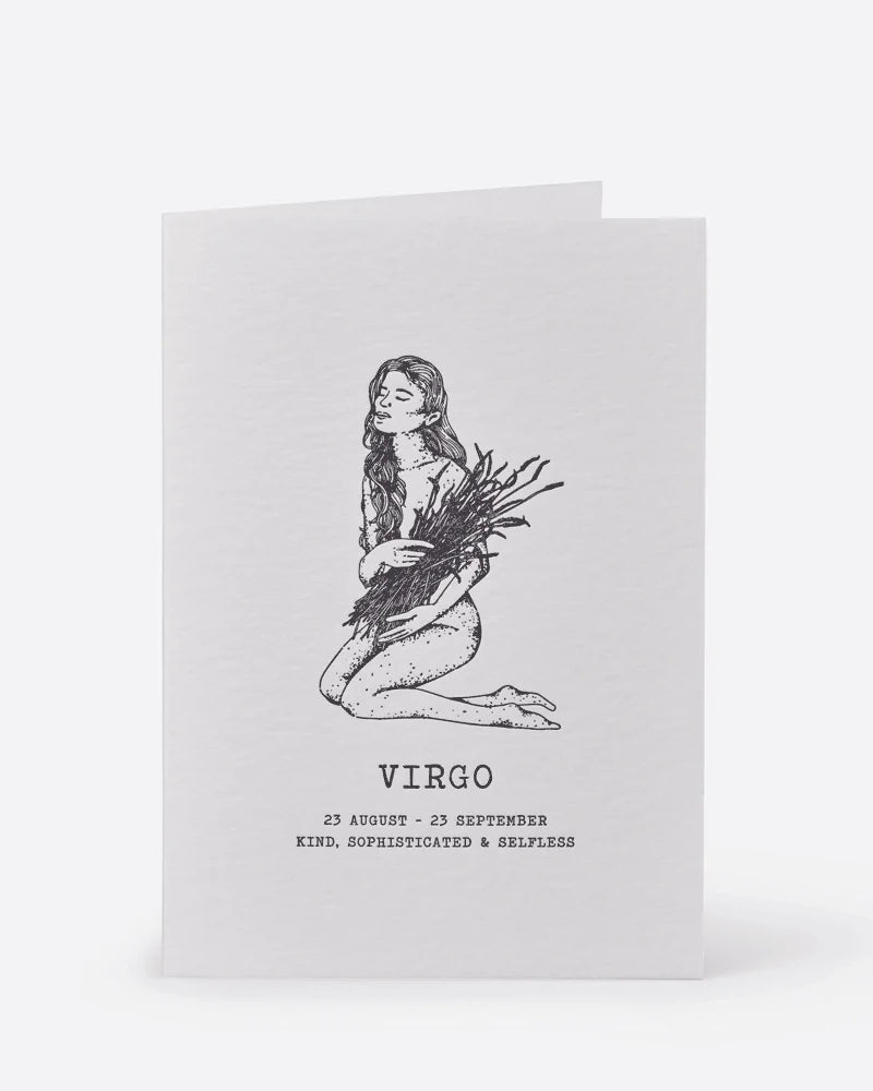 Zodiac Moon Virgo Letterpress Greeting Card - Perfect for Birthdays, Astrology Lovers & Special Occasions