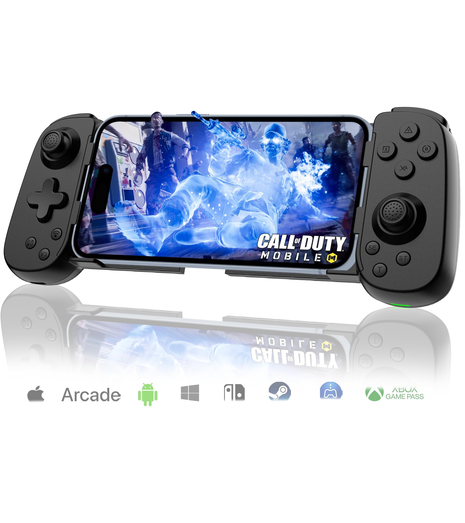 Wireless Game Controller for iPhone 16/15/14, iPad, Samsung Galaxy S24/23/22, Android Tablets - Compatible with Xbox Cloud Gaming, PS Remote Play, Call of Duty Mobile, Genshin Impact, Roblox & Diablo - Ergonomic Design for Mobile Gaming & Cloud Streaming