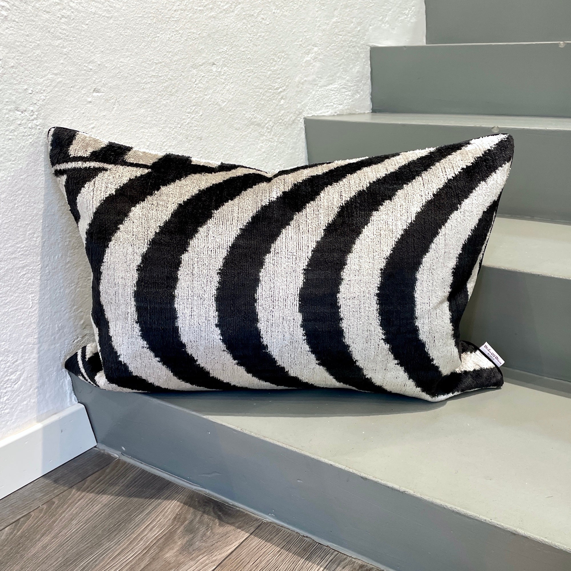 Luxury Velvet Ikat Shark Pillow Cover - Soft Decorative Throw Cushion for Sofa, Bed, Nursery - Boho Home Decor Gift Idea