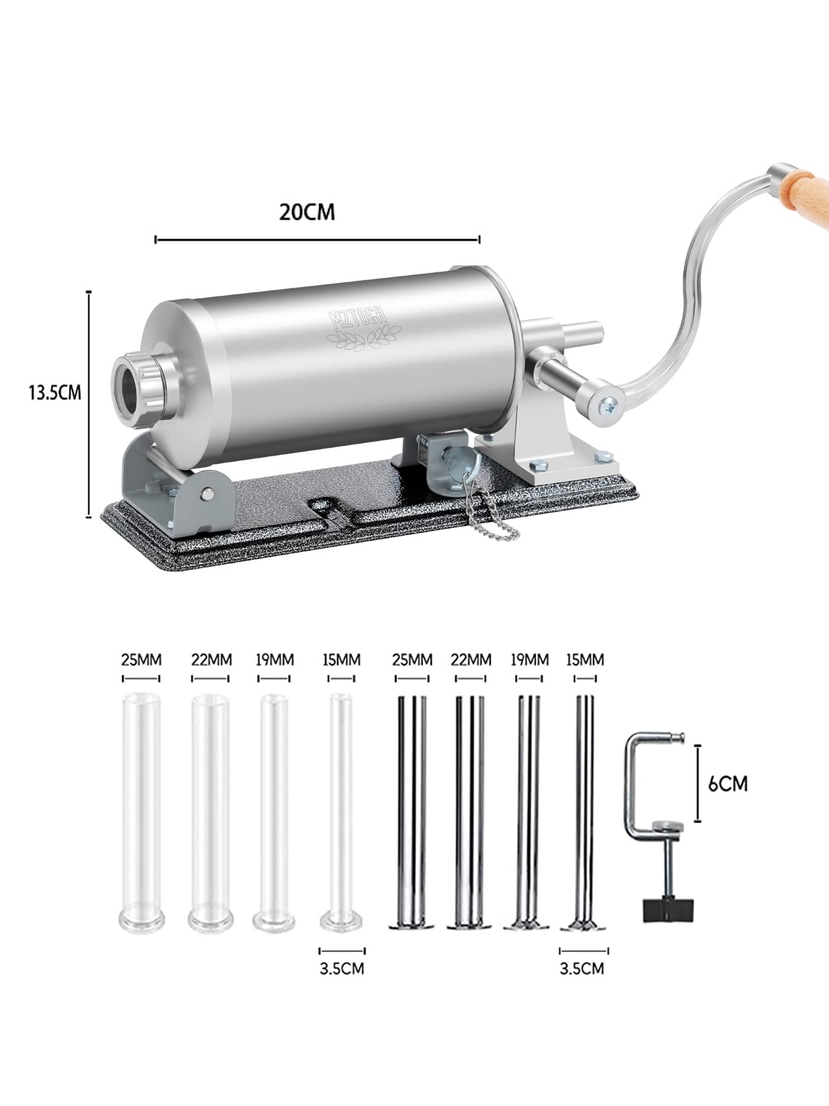 Stainless Steel Manual Sausage Stuffer - 2.5LBS Horizontal Meat Filler with 8 Stuffing Tubes for Homemade Sausage Making | Perfect for Kitchen, BBQ Parties, Camping & Food Preparation