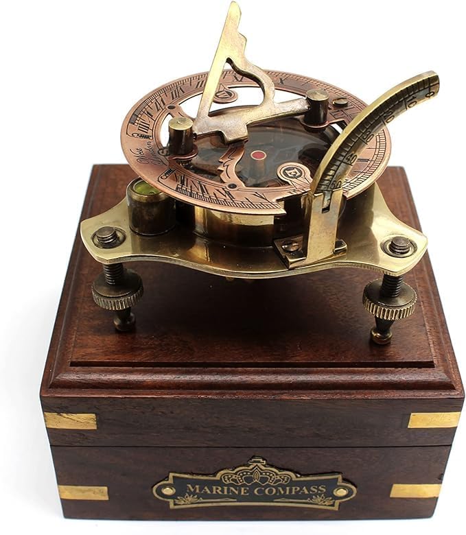 Vintage Marine Brass Sundial Compass - 2.5