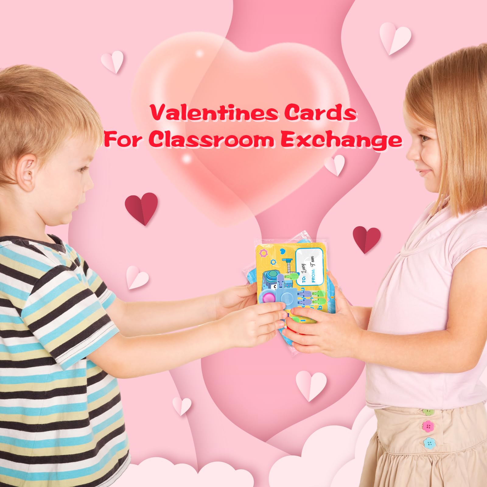 24 Pack SpringFlower Valentine's Day Cards for Kids with Fidget Sensory Spinner Toys - Classroom Gift Exchange, Party Favors & Prizes for Classmates (Perfect for Valentine's Parties, School Events & Kids' Gift Giving)
