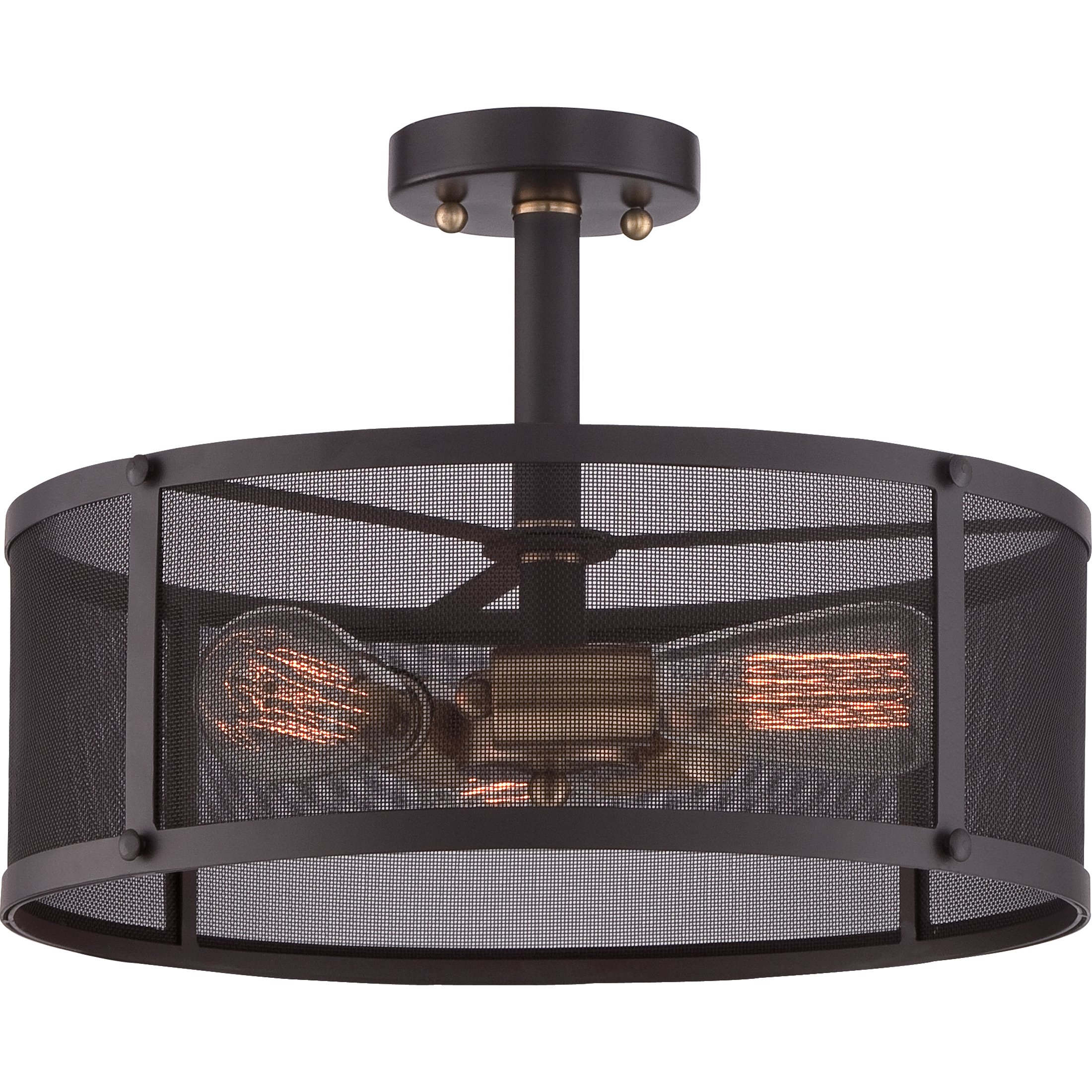 Quoizel Union Station 3-Light Western Bronze Semi-Flush Mount Ceiling Light Fixture for Dining Room, Bedroom & Hallway - Rustic Home Decor Lighting
