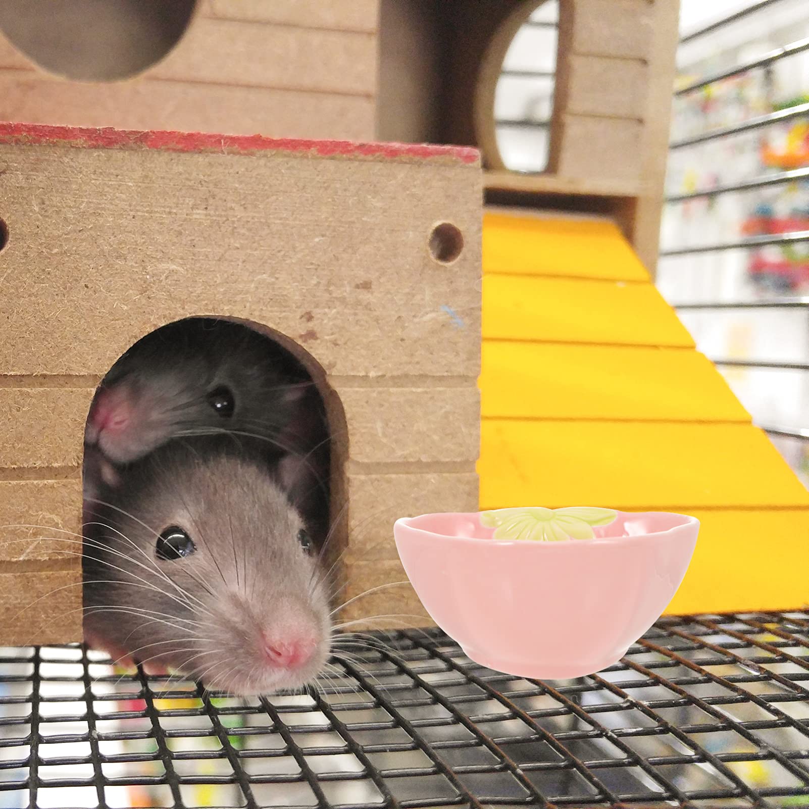 Premium Ceramic Hamster Food & Water Bowl Set - Durable Pet Cage Feeding Dish for Hamsters, Gerbils & Small Animals | Non-Tip Design for Cage, Playpen & Travel Use