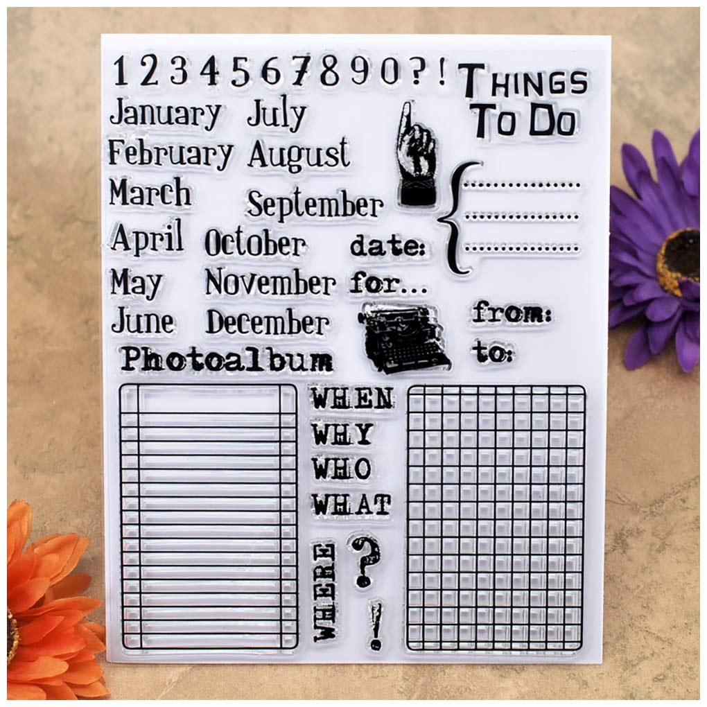 Kwan Crafts Clear Stamps - Monthly Numbers & Activities for Card Making, DIY Scrapbooking & Paper Crafts | Perfect for Holiday Cards, Planner Decorations & Memory Albums